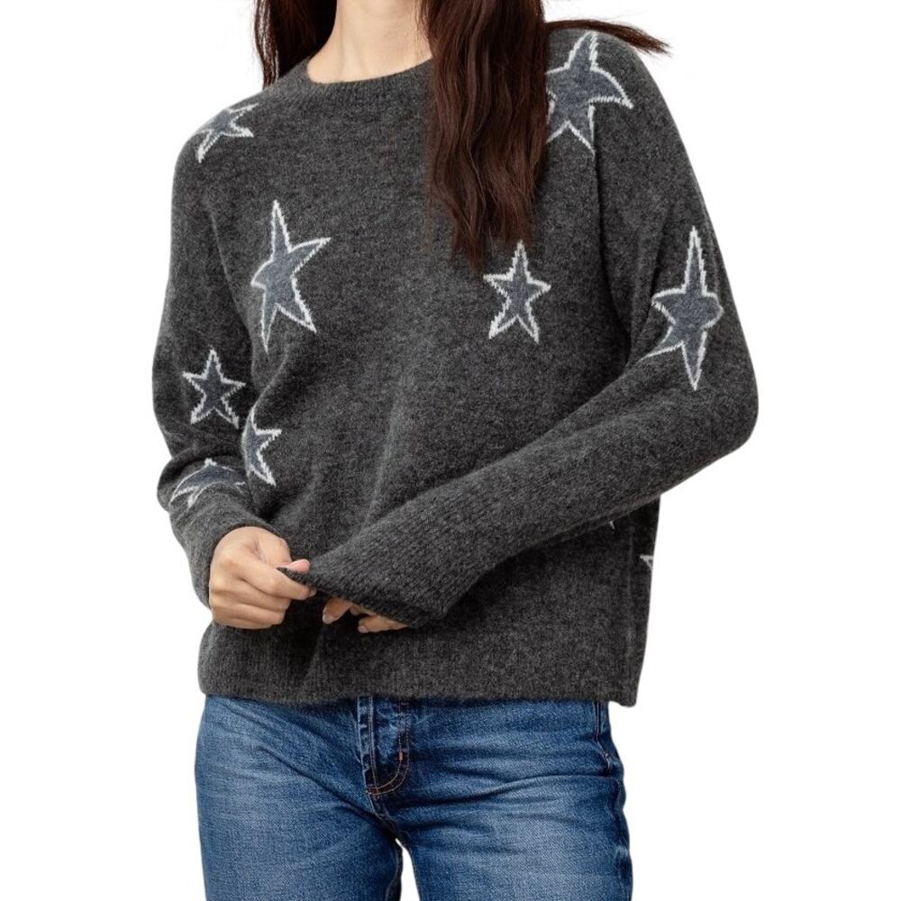 Rails Virgo Fluffy Merino Wool Cashmere Knit Star Sweater Pullover Celestial